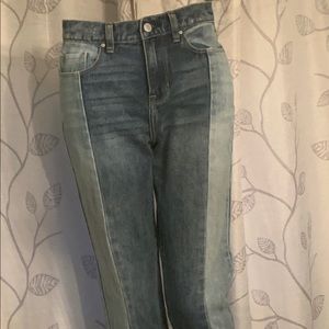 Pac Sun “Vintage Icon” color block light med wash